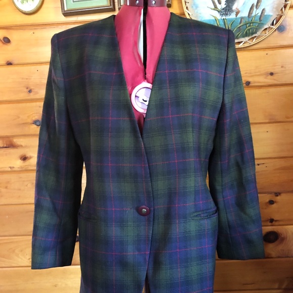 Vintage Laine Wool Plaid Blazer - Picture 7 of 10